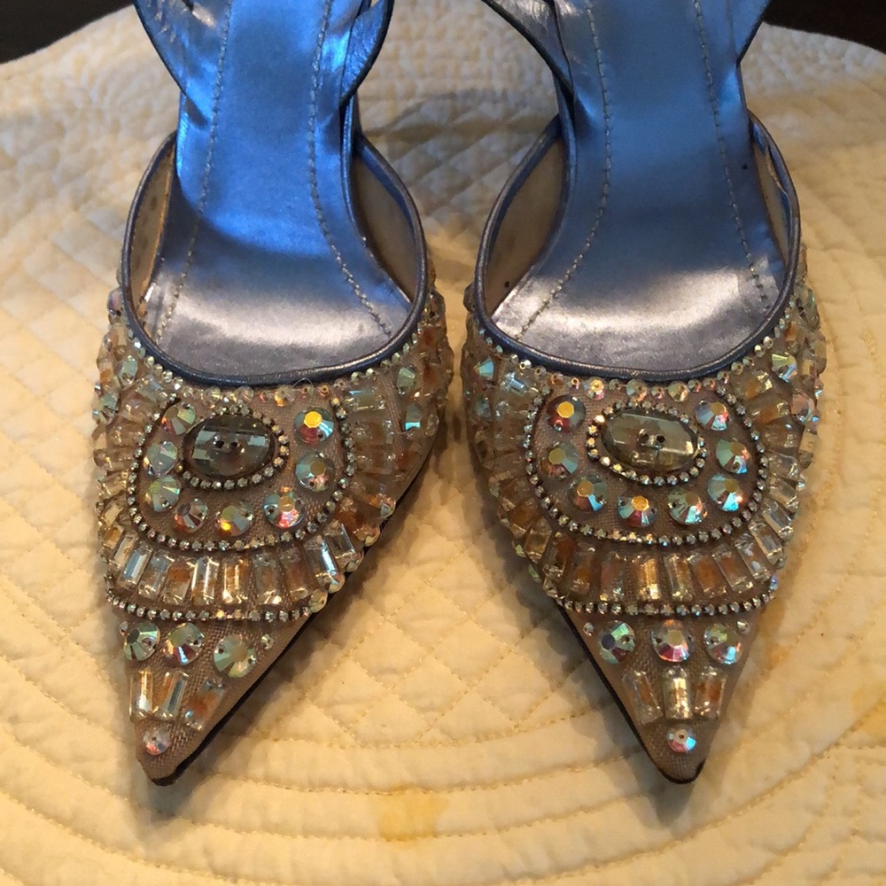 🇮🇹Rene Caovilla Venezia Iridescent crystal on mesh embellished stiletto heels